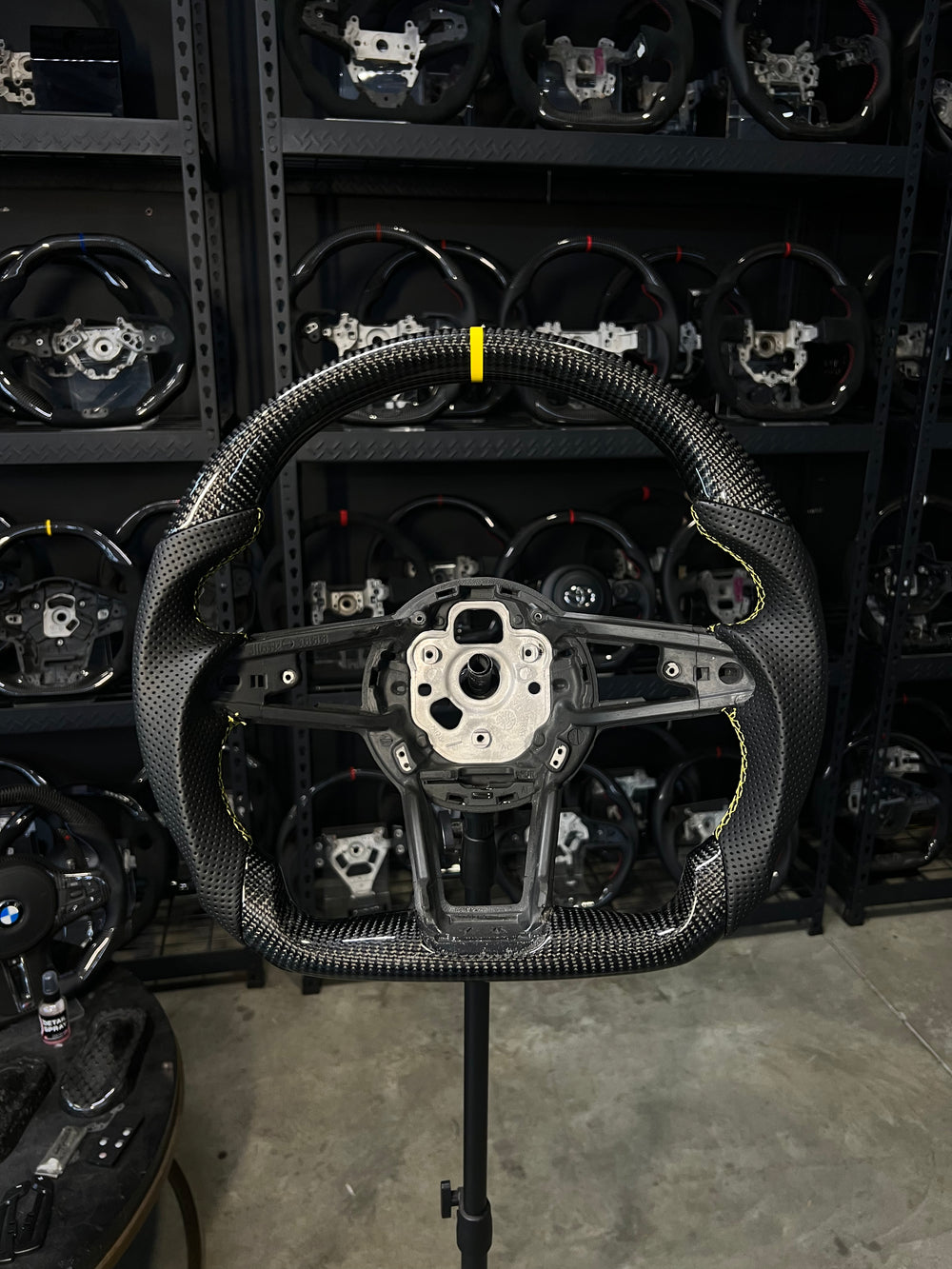 Carismo Steering Wheel For Audi R8 (Gen 2) - Sport - Gloss Carbon - Perforated Leather - Yellow