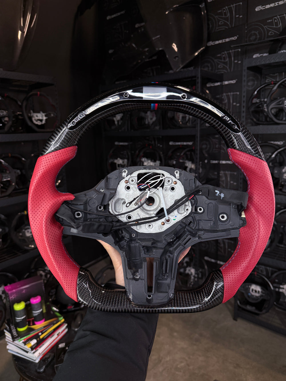 [Media/Test] BMW G-Series (M Performance Wheel) - Classic RPM LED (Heated) - Gloss Carbon - Red Perforated Leather - BMW M Colors Stitching - BMW M Colors Stripe