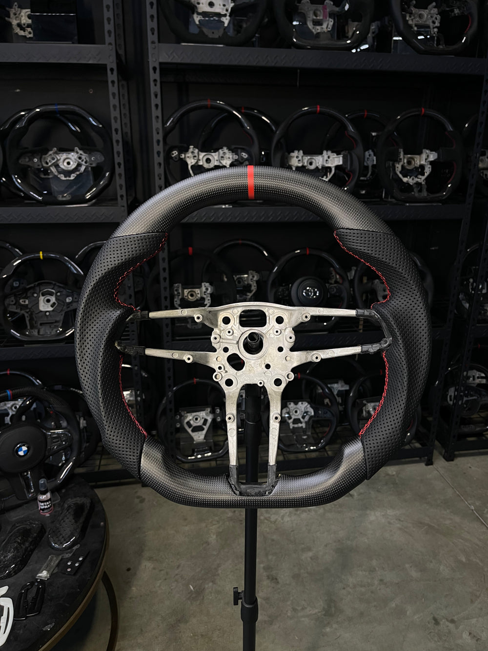Carismo Steering Wheel For Porsche (992.1 Wheel) - Sport - Matte Plain Carbon - Perforated Leather - Red