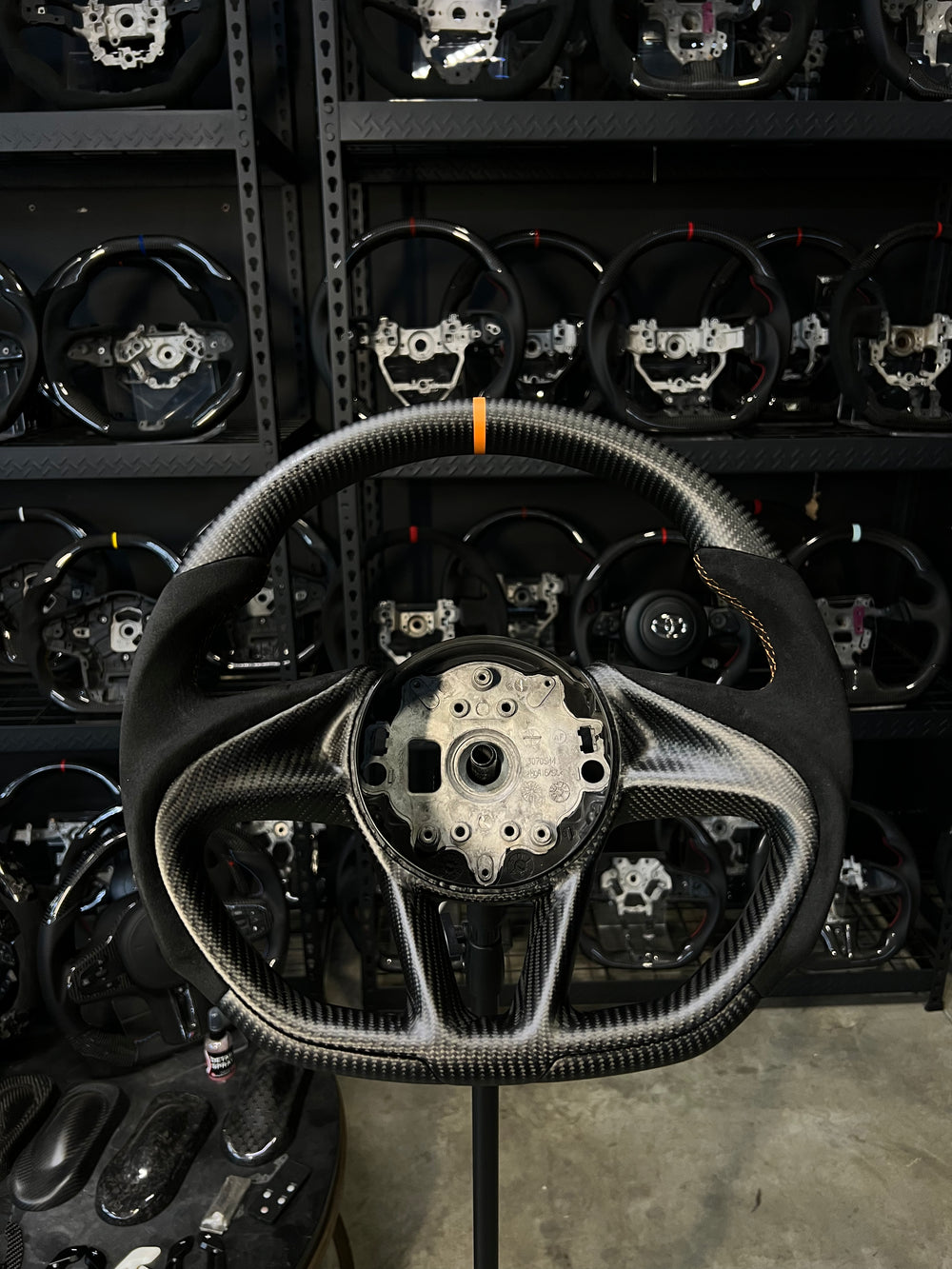 [Media/Test] McLaren Super Series - Sport - Matte Carbon - Alcantara - Orange Stitching - Orange Stripe (Damaged)