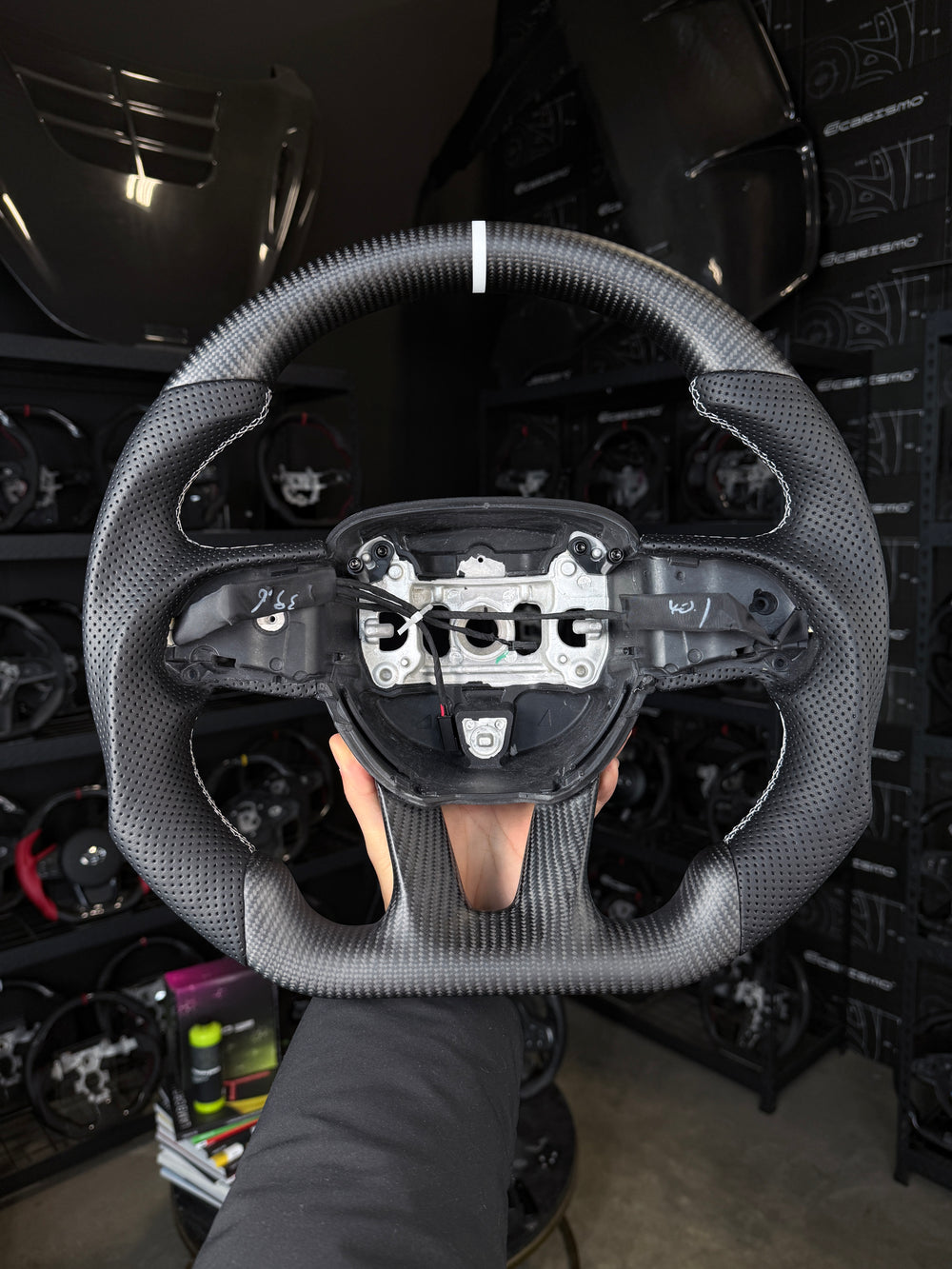 [Made to Order] Dodge / SRT (2015+) - Sport - Matte Carbon - Perforated Leather - Red Stitching - Red Stripe