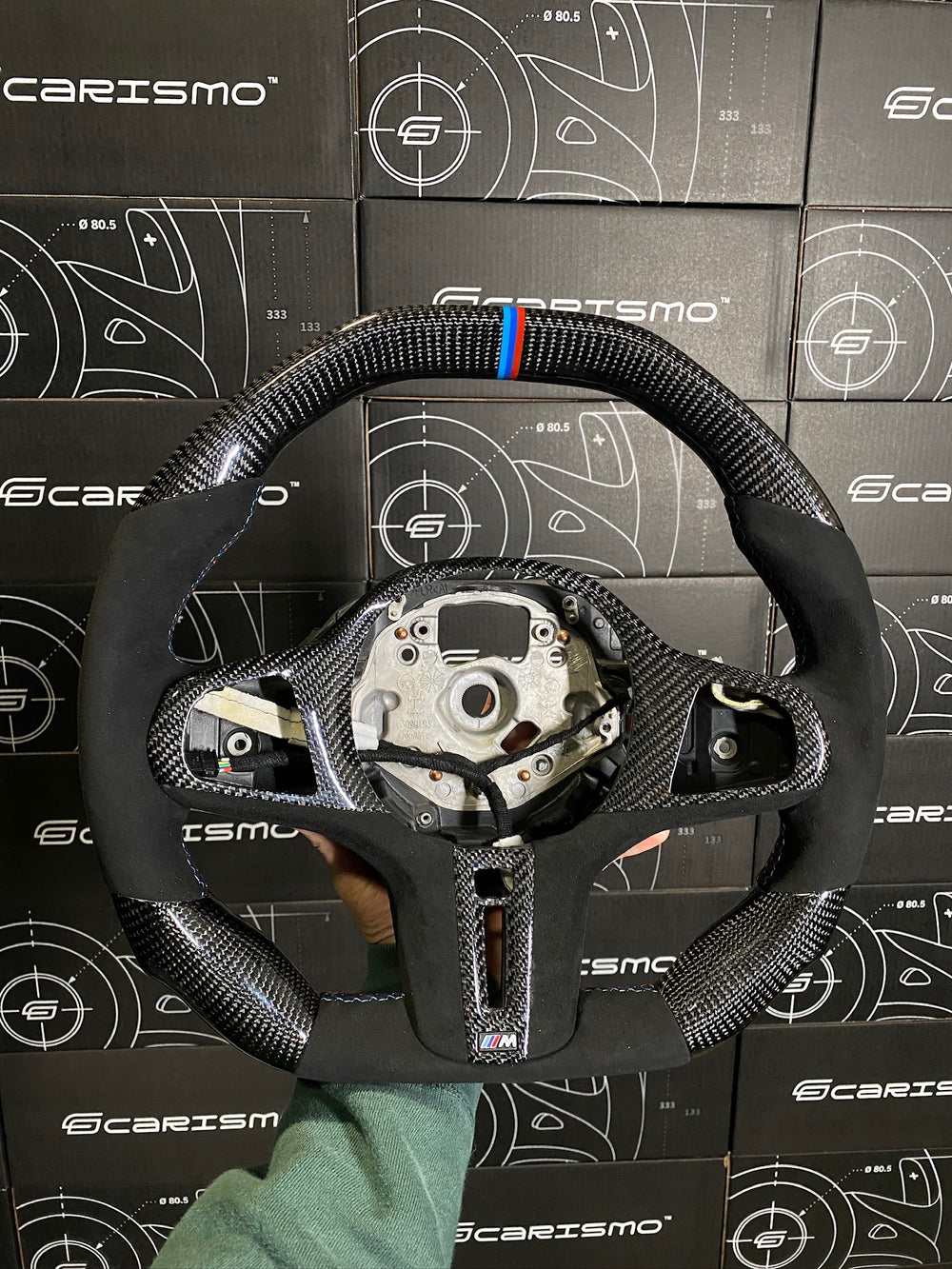 Carismo Steering Wheel For BMW G-Series (M Performance Wheel) - Signature - Gloss Carbon - Alcantara - BMW M Colors