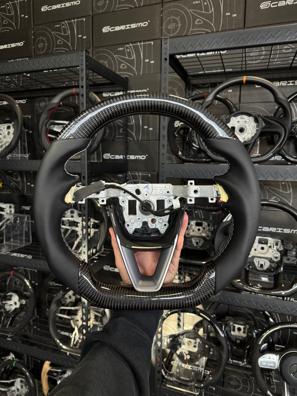 Carismo Steering Wheel For Tesla Model 3 (2023 Facelift) - Sport (Heated) - Gloss Carbon - Smooth Leather - Grey