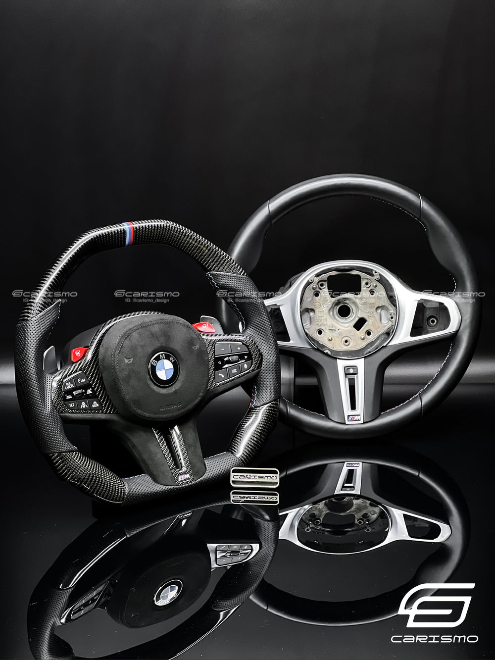Carismo Steering Wheel For BMW G-Series (M Performance Wheel) - Signature - Gloss Carbon - Perforated Leather - BMW M Colors