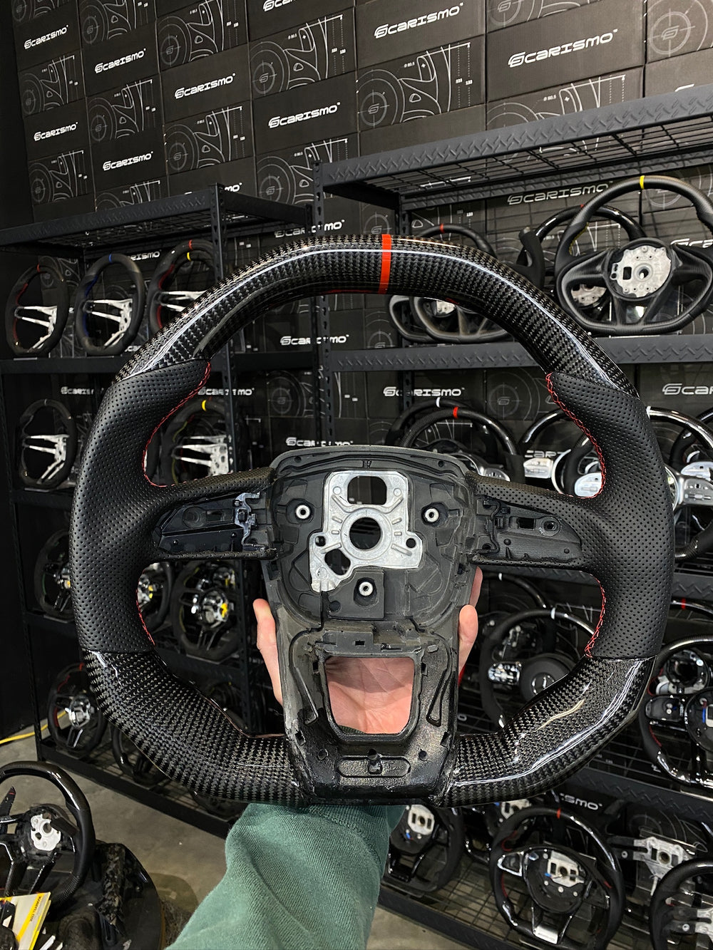 Carismo Steering Wheel For Lamborghini Urus - Signature - Gloss Carbon - Perforated Leather - Red