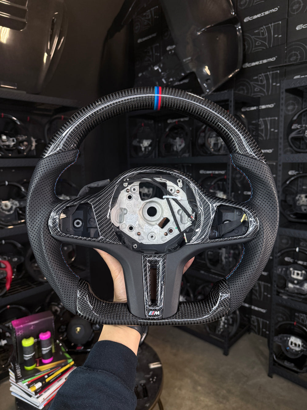 Carismo Steering Wheel For BMW G-Series (M Performance Wheels) - Sport - Gloss Carbon - Perforated Leather