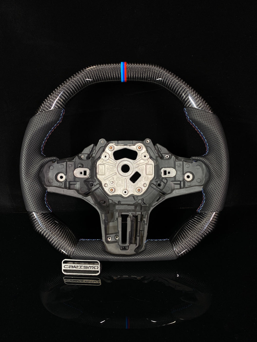Carismo Steering Wheel For BMW G-Series (M Performance Wheel) - Signature - Gloss Carbon - Perforated Leather - BMW M Colors