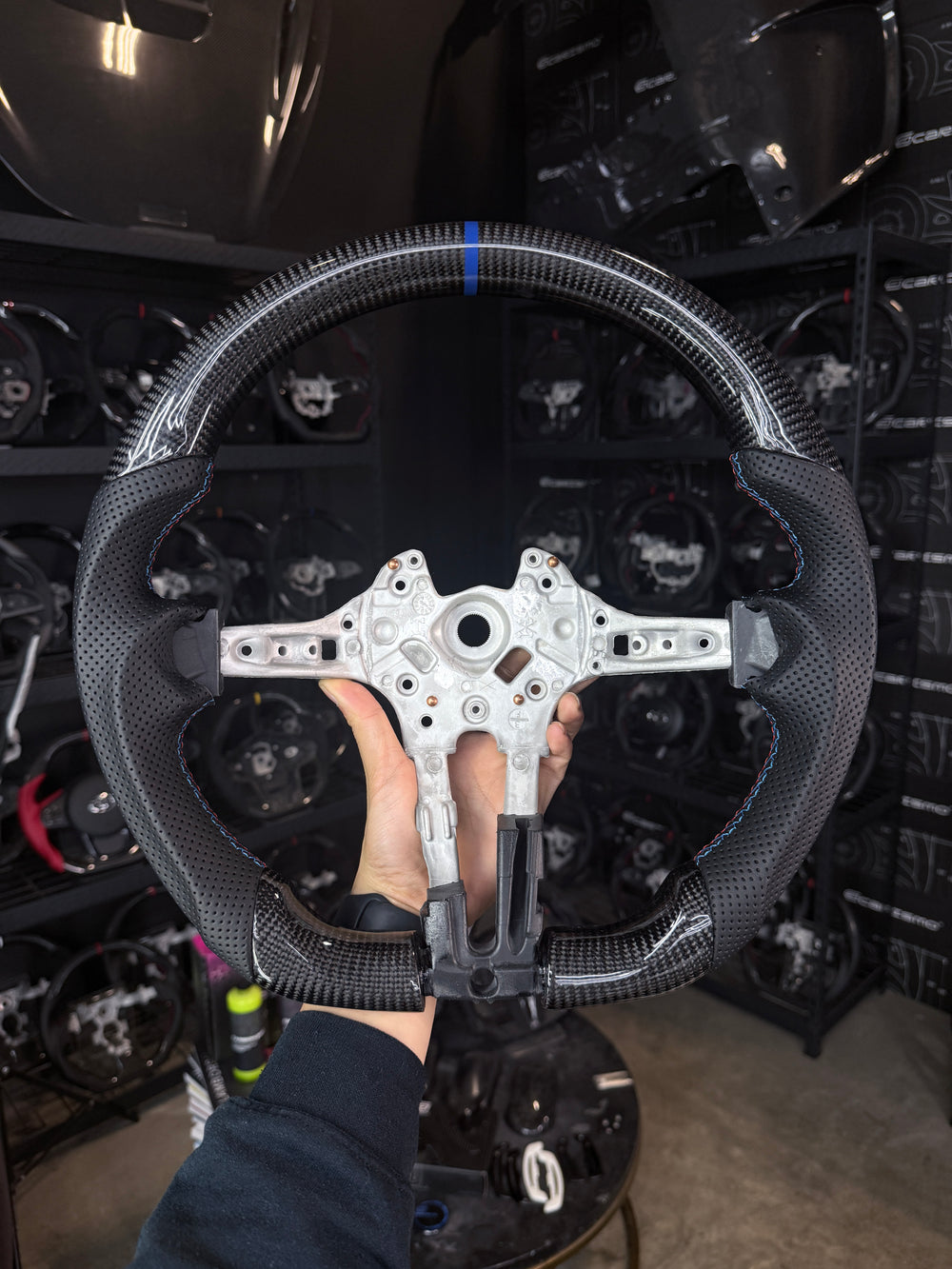 Carismo Steering Wheel For BMW F-Series (M Performance Wheels) - Sport - Gloss Carbon - Perforated Leather