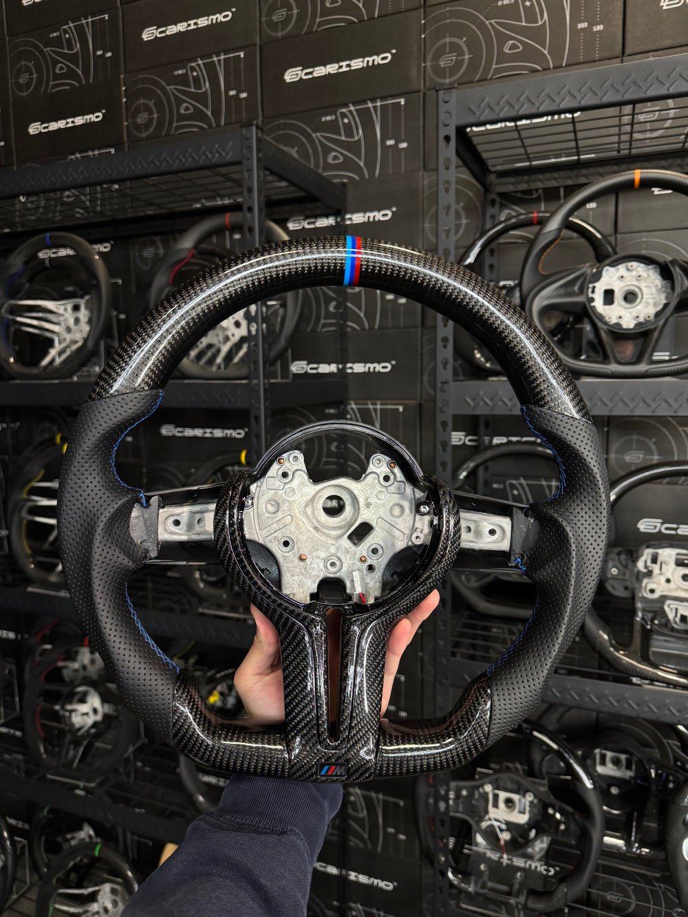 Carismo Steering Wheel For BMW F-Series (M Performance Wheels) - Sport - Gloss Carbon - Perforated Leather