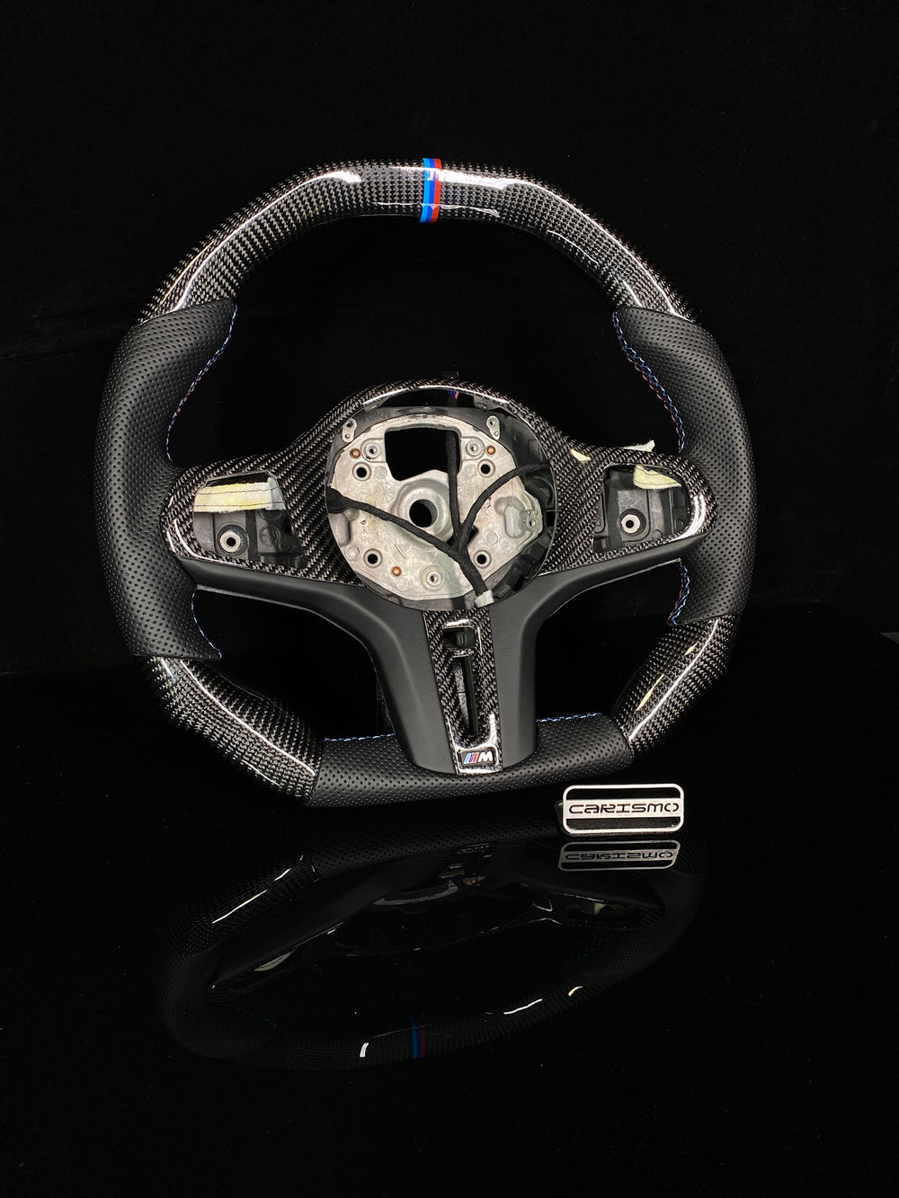 Carismo Steering Wheel For BMW G-Series (M Performance Wheel) - Signature - Gloss Carbon - Perforated Leather - BMW M Colors