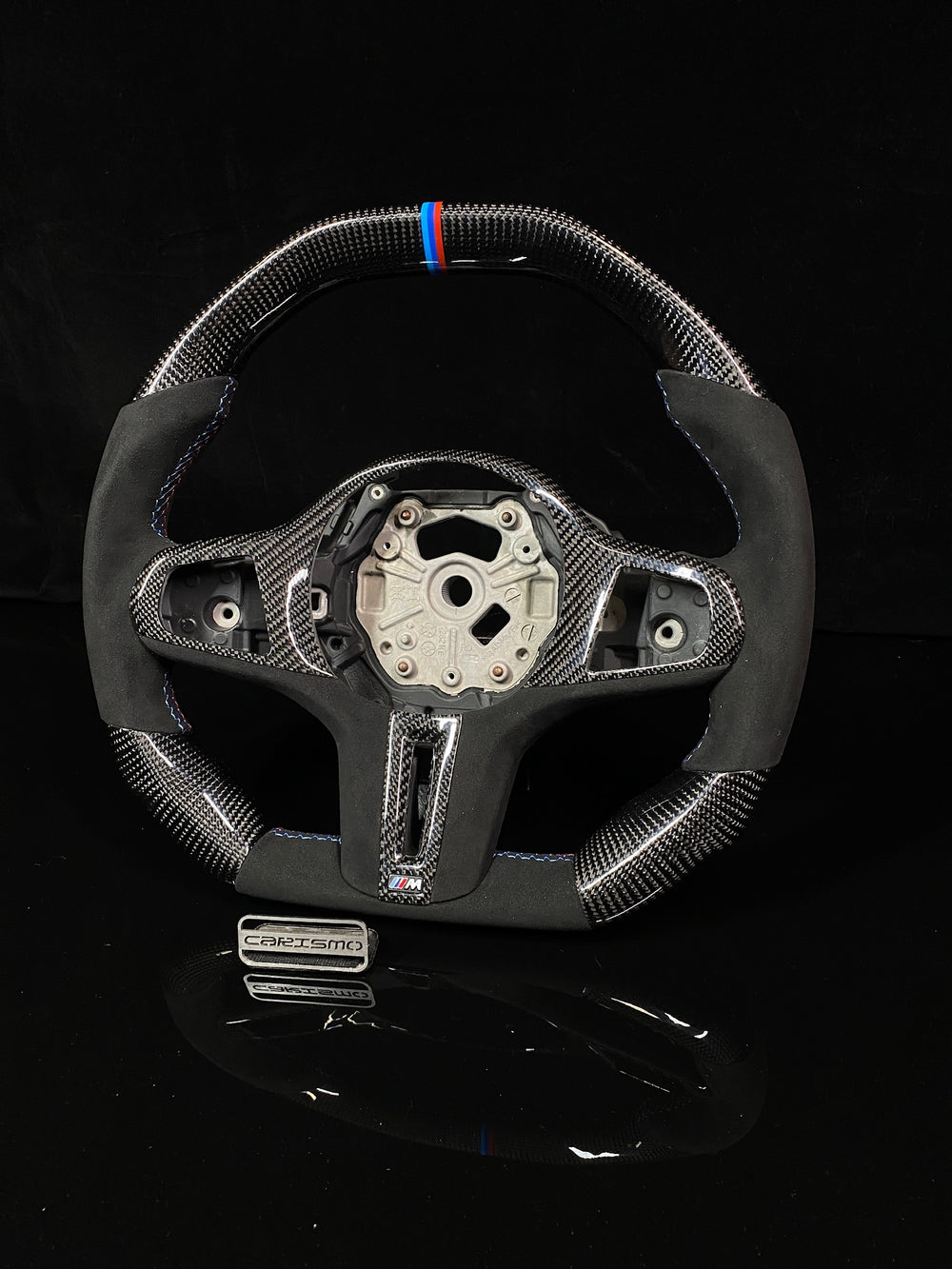 Carismo Steering Wheel For BMW G-Series (M Performance Wheel) - Signature - Gloss Carbon - Alcantara - BMW M Colors