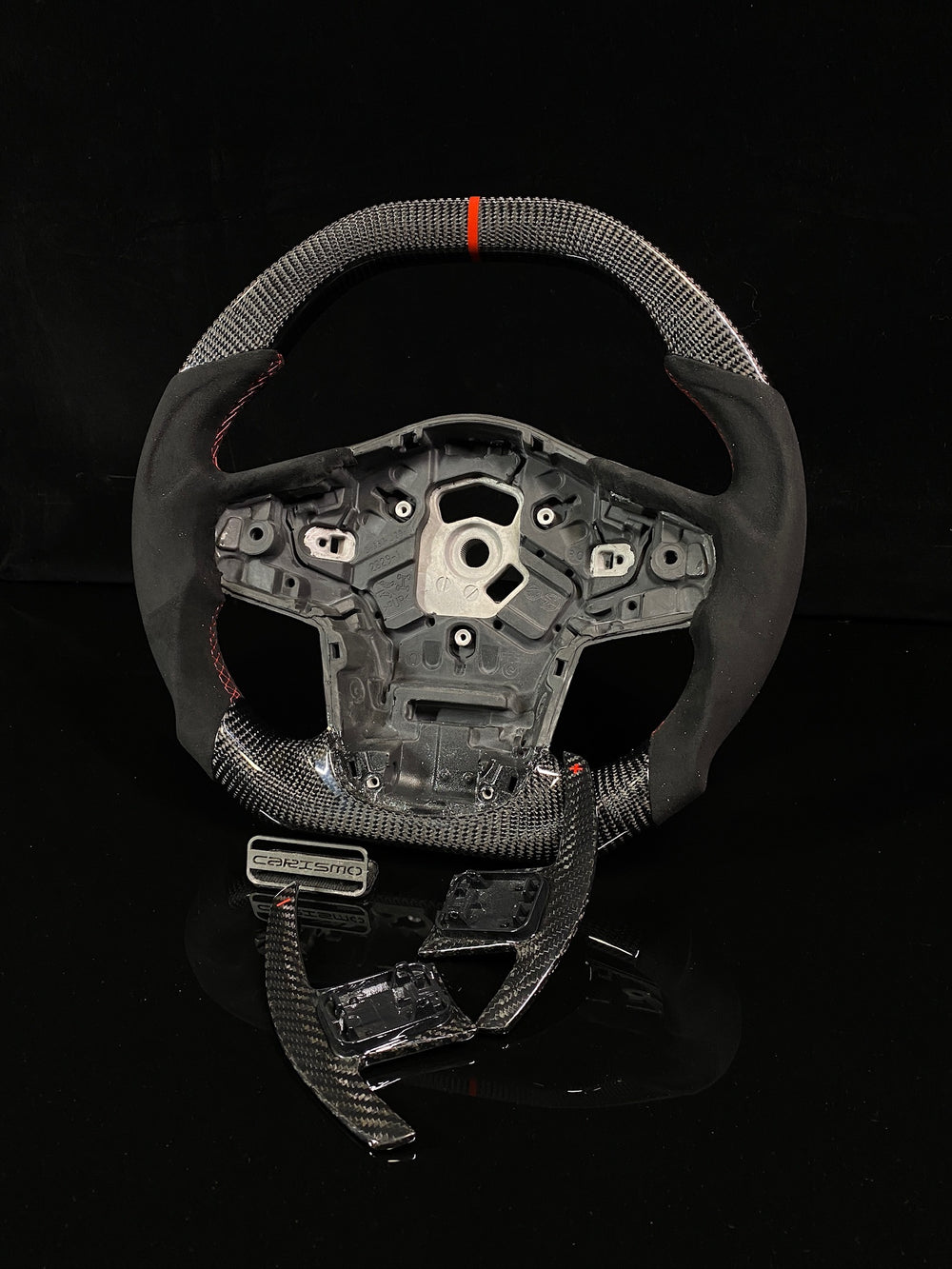 Carismo Steering Wheel For Toyota Supra (MKV) - Signature - Gloss Carbon - Alcantara - Red