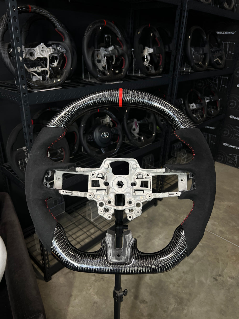 Carismo Steering Wheel For Ford Mustang (S550 Pre-2018) - Sport - Gloss Carbon - Alcantara - Red