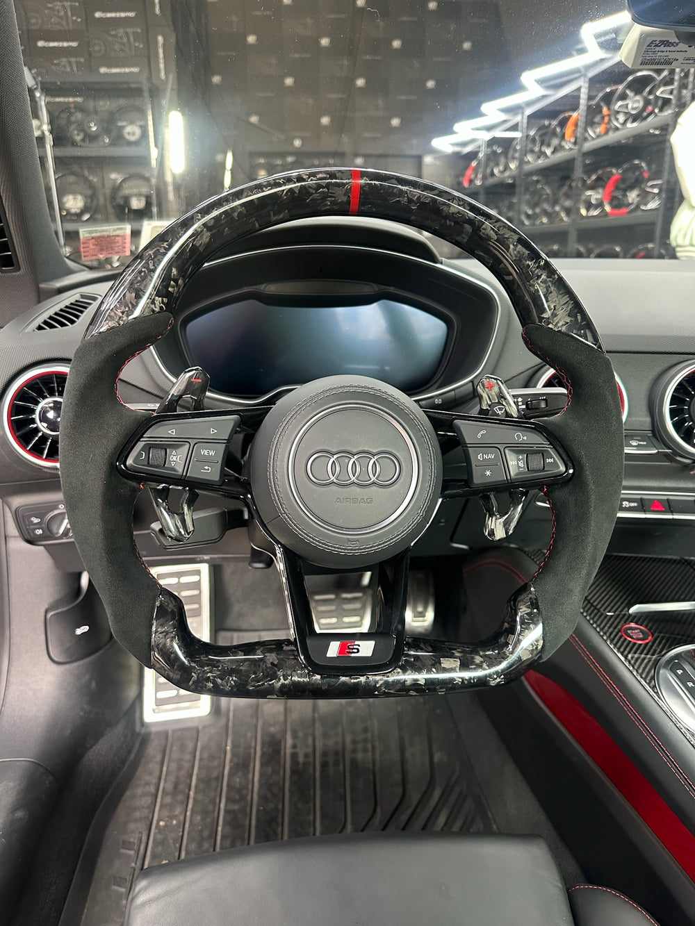 Carismo Steering Wheel For Audi R8 (Gen 2) - Sport - Gloss Forged Carbon - Alcantara - Red