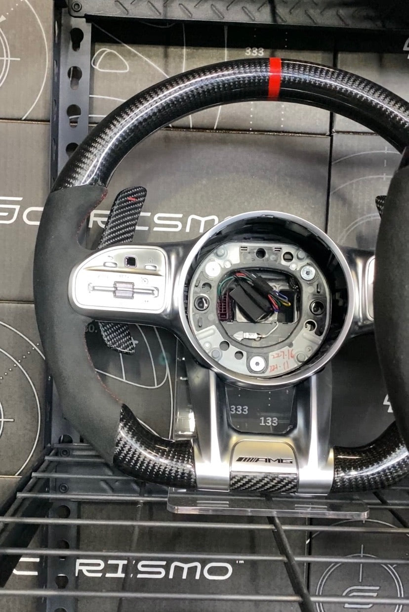 Carismo Steering Wheel For Mercedes/AMG (2020 AMG Performance Wheel) - Sport - Gloss Carbon - Alcantara - Red