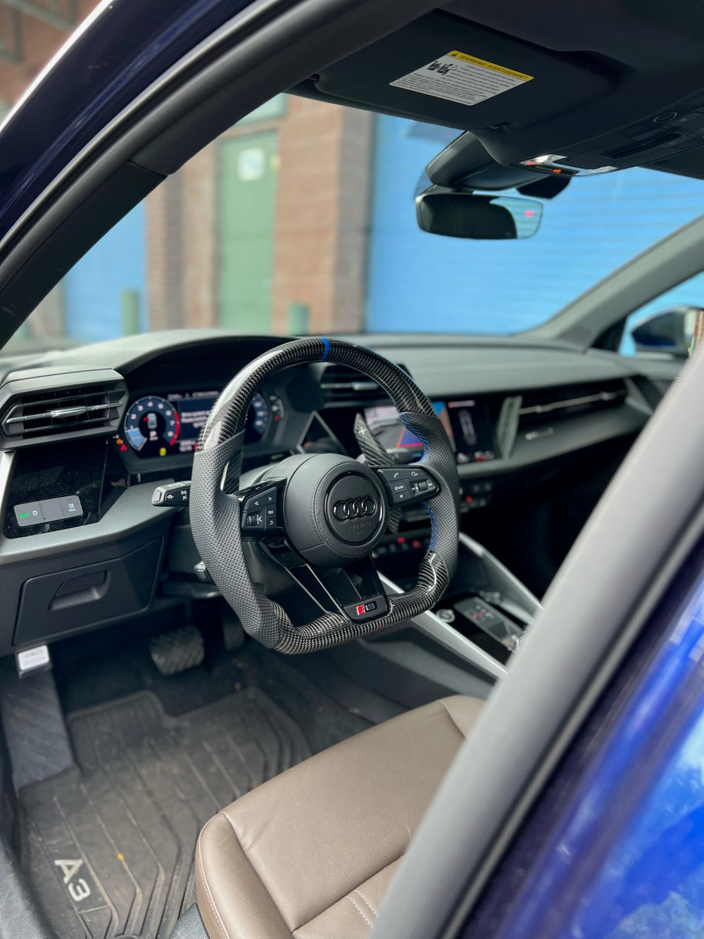 Carismo Steering Wheel For Audi R8 (Gen 2) - Sport - Gloss Carbon - Perforated Leather - Blue