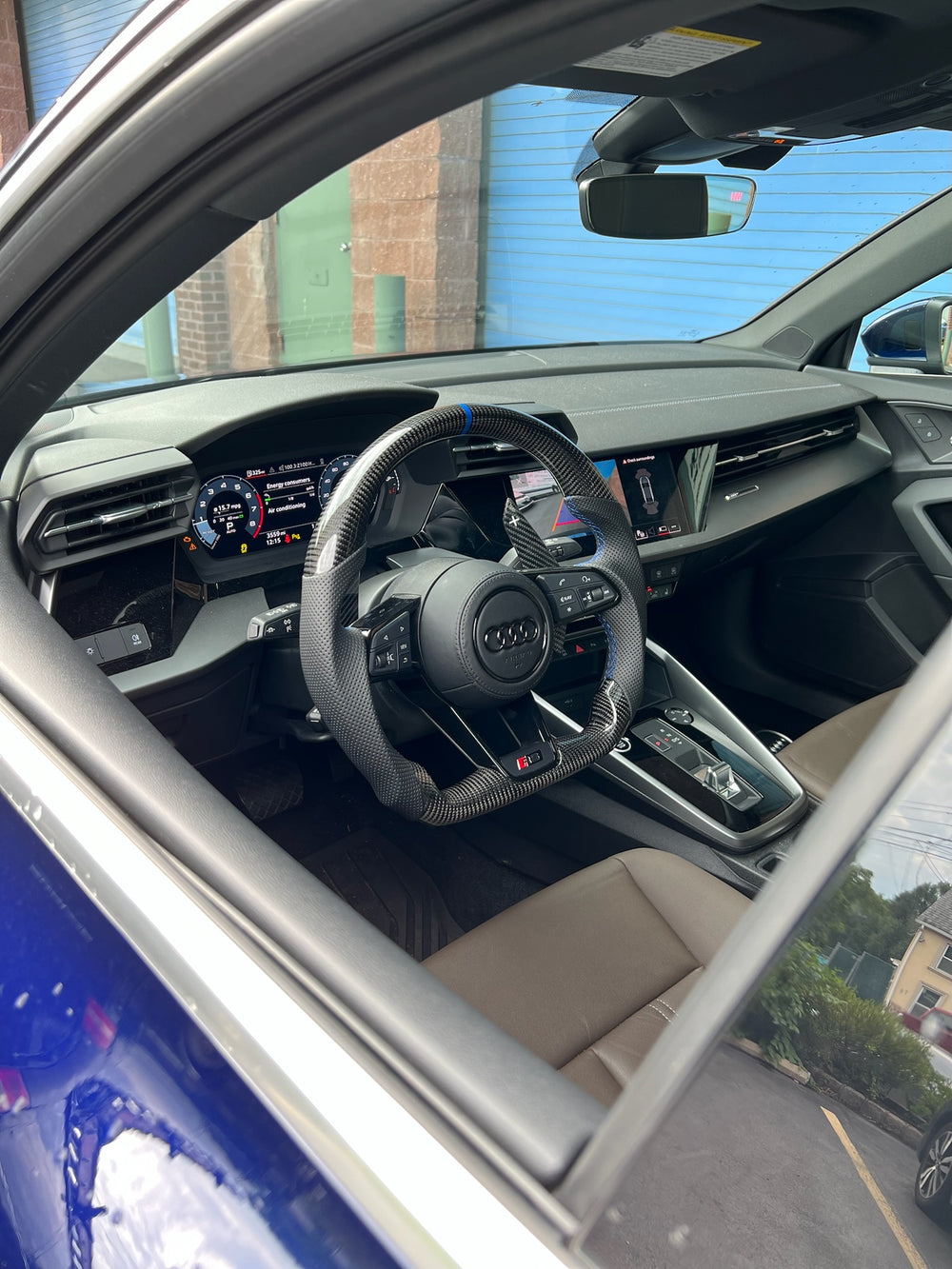 Carismo Steering Wheel For Audi R8 (Gen 2) - Sport - Gloss Carbon - Perforated Leather - Blue