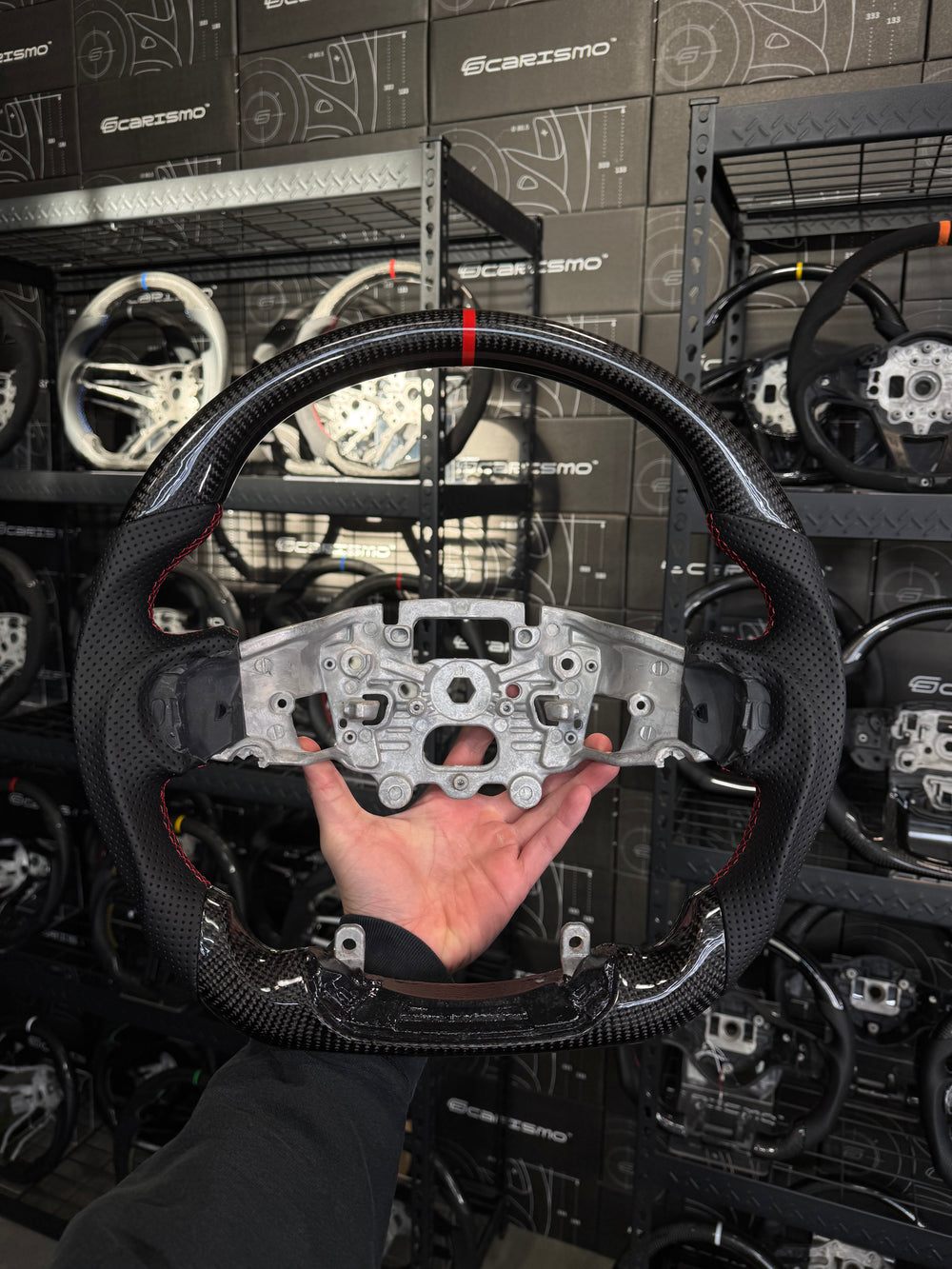 Carismo Steering Wheel For Ford Ranger Raptor (Gen 2) - Sport - Gloss Carbon - Perforated Leather - Red