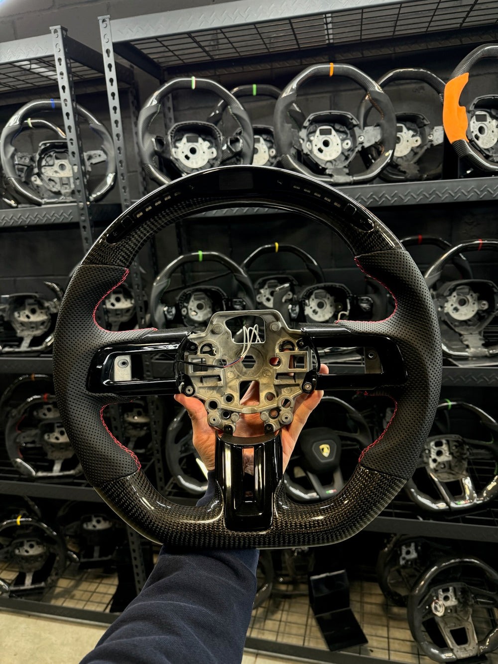 Carismo Steering Wheel For Ford Mustang (S550 Pre-2018) - Classic RPM LED - Gloss Carbon - Perforated Leather