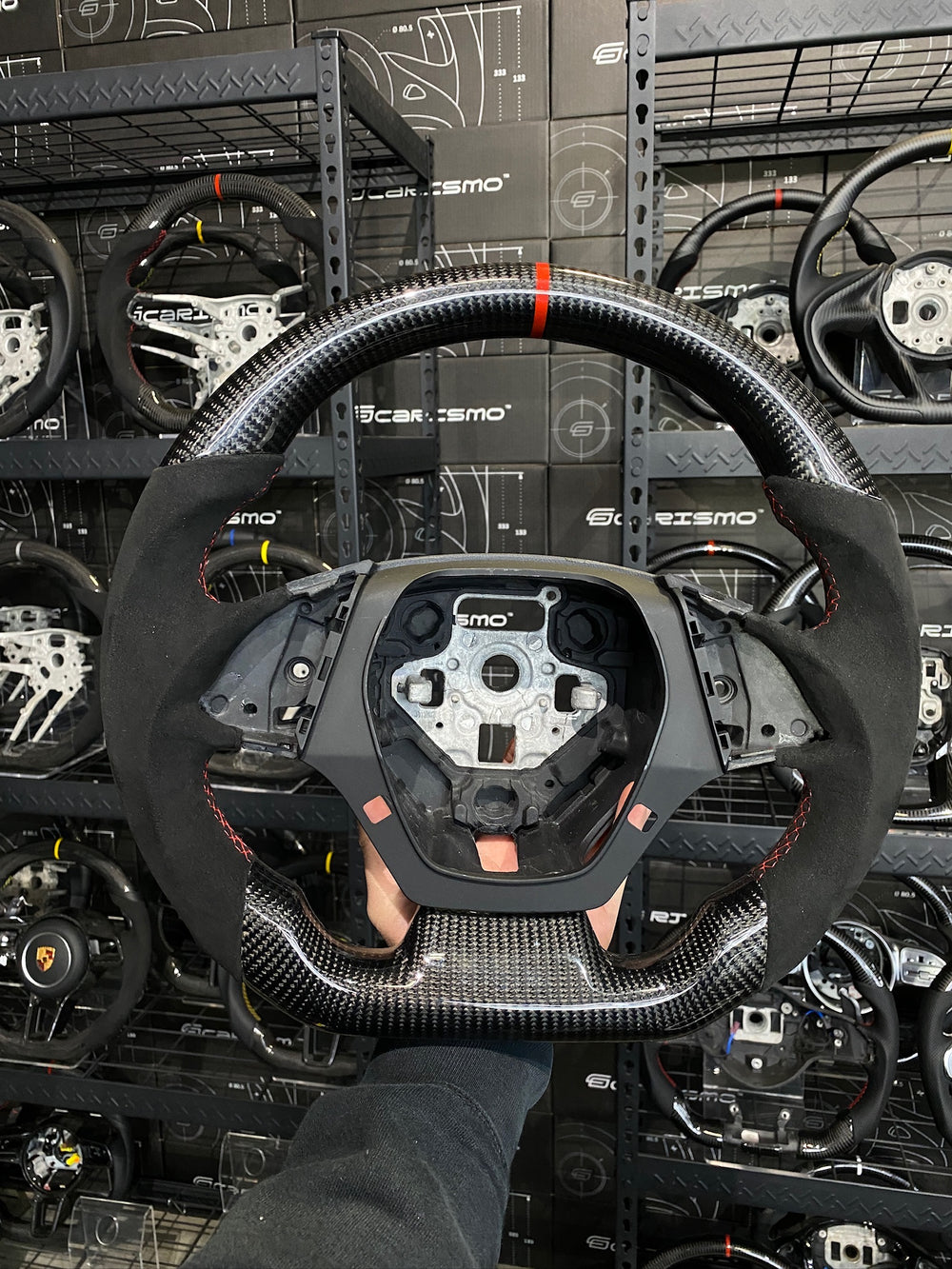 Carismo Steering Wheel For Chevrolet Camaro (Gen 6) - Sport - Gloss Carbon - Alcantara - Red
