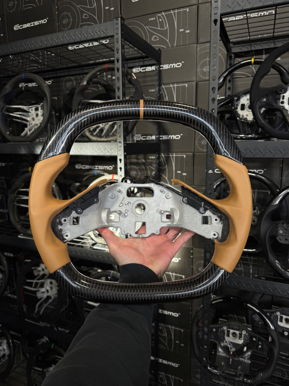[Made to Order] Chevrolet Corvette (C8) - Signature - Gloss Carbon - Tan Smooth Leather - Tan Stitching - Tan Stripe