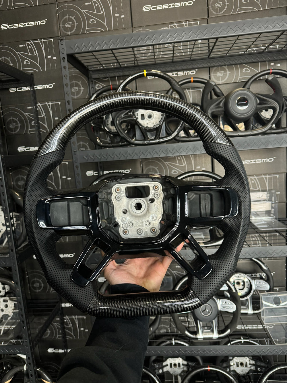 Carismo Steering Wheel For Land Rover Defender (L663) - Sport - Gloss Carbon - Perforated Leather