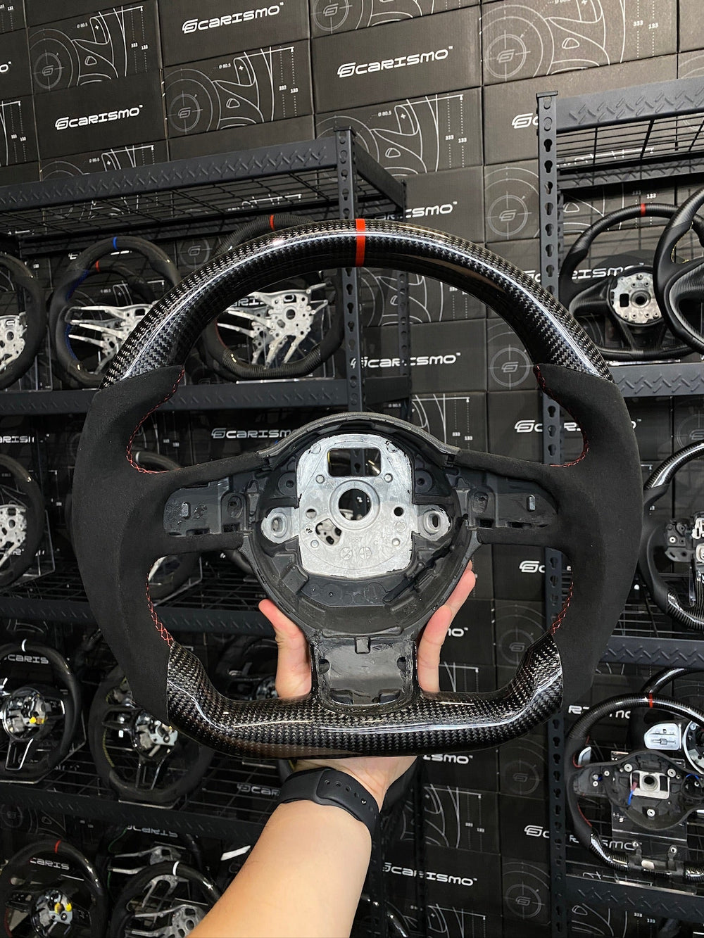Carismo Steering Wheel For Audi R8 (Gen 1) - Sport - Gloss Carbon - Alcantara - Red