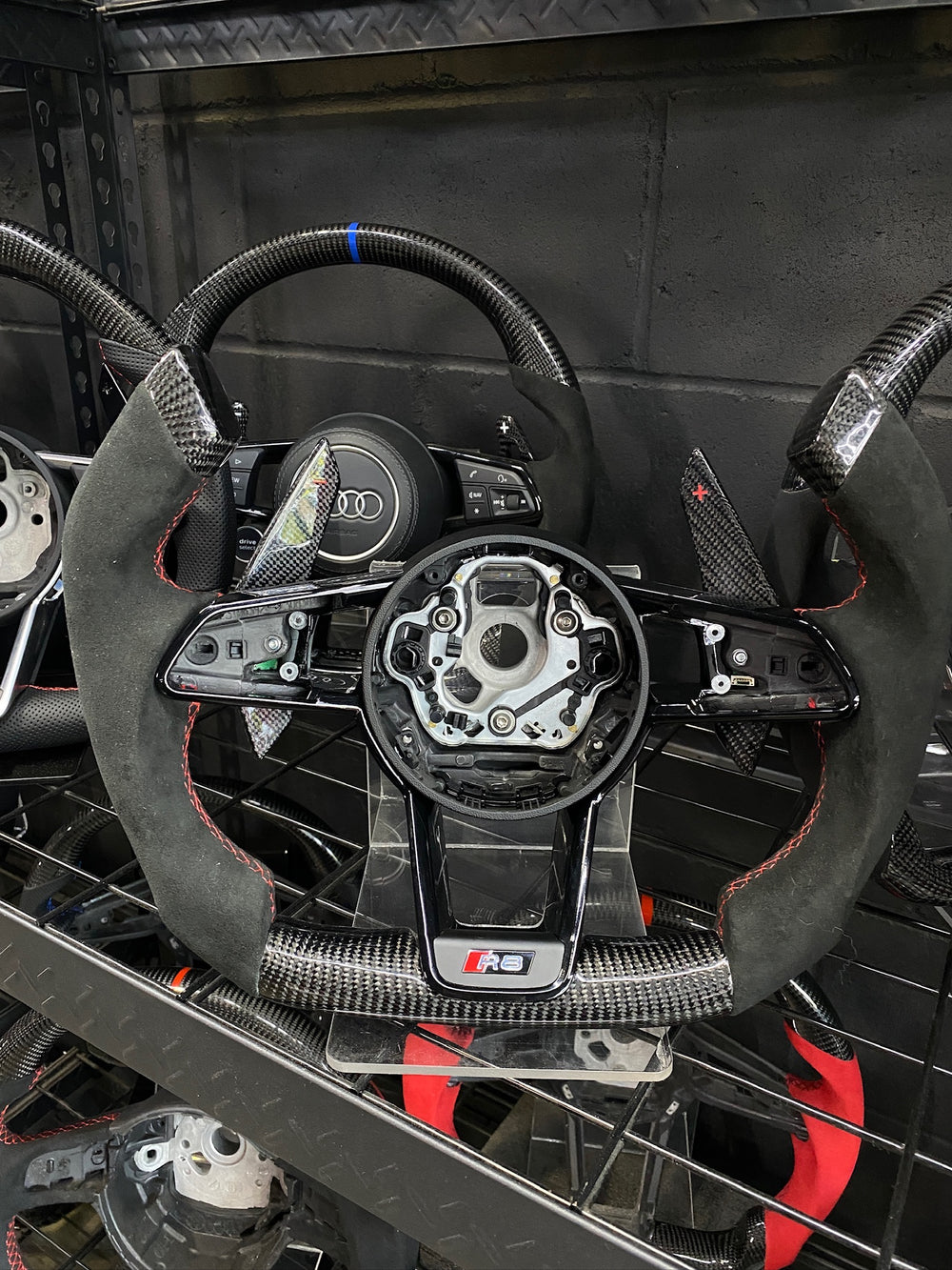 Carismo Steering Wheel For Audi R8 (Gen 2) - F1 Competition - Gloss Carbon - Alcantara - Red