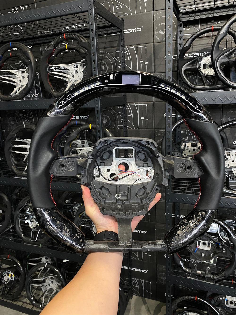 Carismo Steering Wheel For Lamborghini Huracan - Sequential RPM LED - Gloss Forged Carbon - Smooth Leather