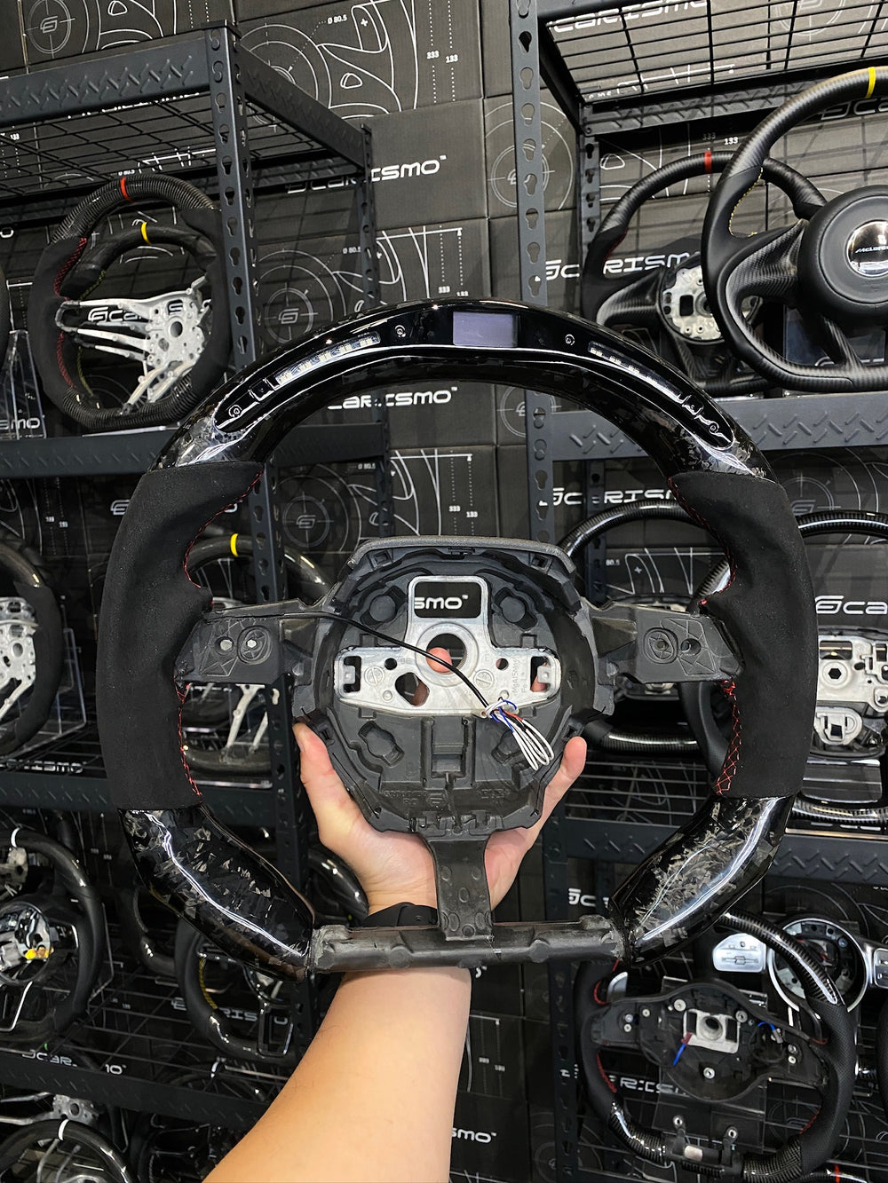 Carismo Steering Wheel For Lamborghini Huracan - Sequential RPM LED - Gloss Forged Carbon - Alcantara