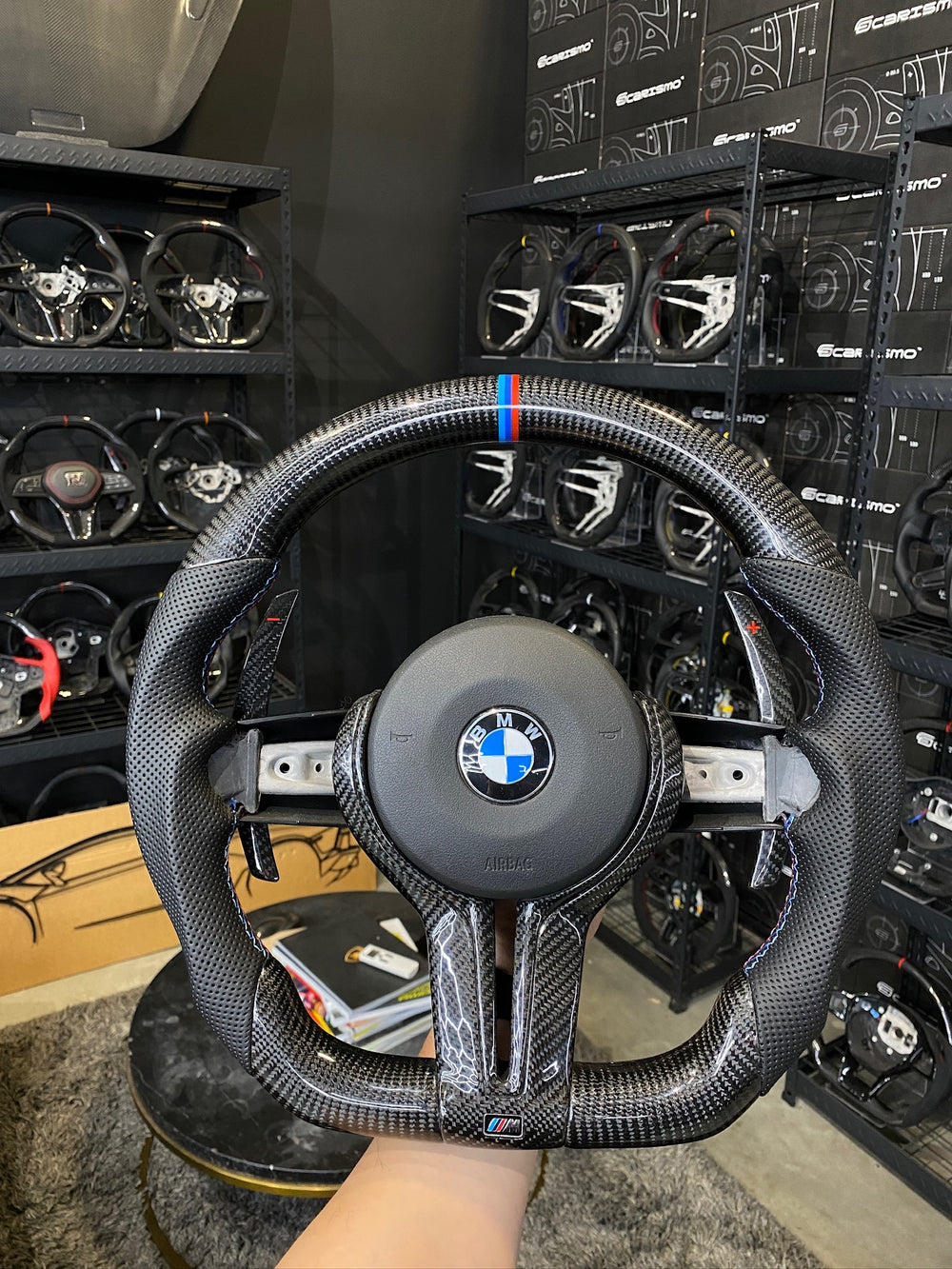 Carismo Steering Wheel For BMW F-Series (M Performance Wheels) - Sport - Gloss Carbon - Perforated Leather