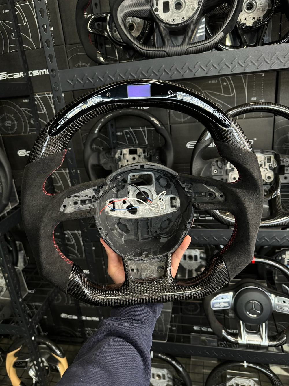 Carismo Steering Wheel For Audi (B8.5 Wheel) - Classic RPM LED - Gloss Carbon - Alcantara