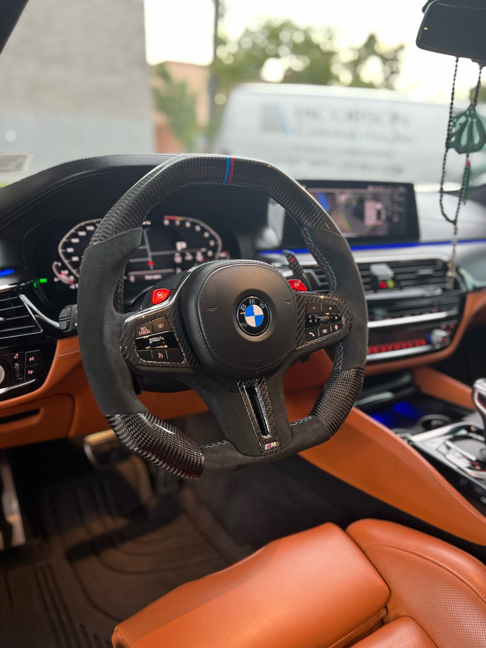 Carismo Steering Wheel For BMW G-Series (M Performance Wheel) - Signature - Gloss Carbon - Alcantara - BMW M Colors