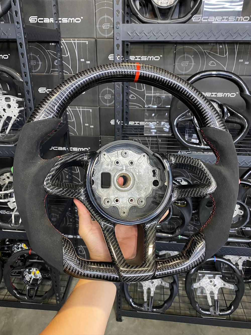 Carismo Steering Wheel For McLaren Sports Series - Sport - Gloss Carbon - Alcantara - Red