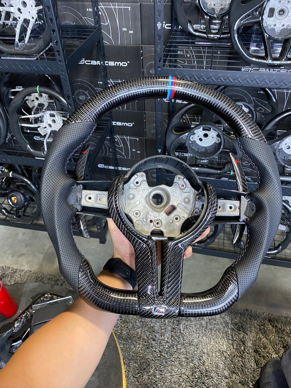 Carismo Steering Wheel For BMW F-Series (M Performance Wheels) - Sport - Gloss Carbon - Perforated Leather