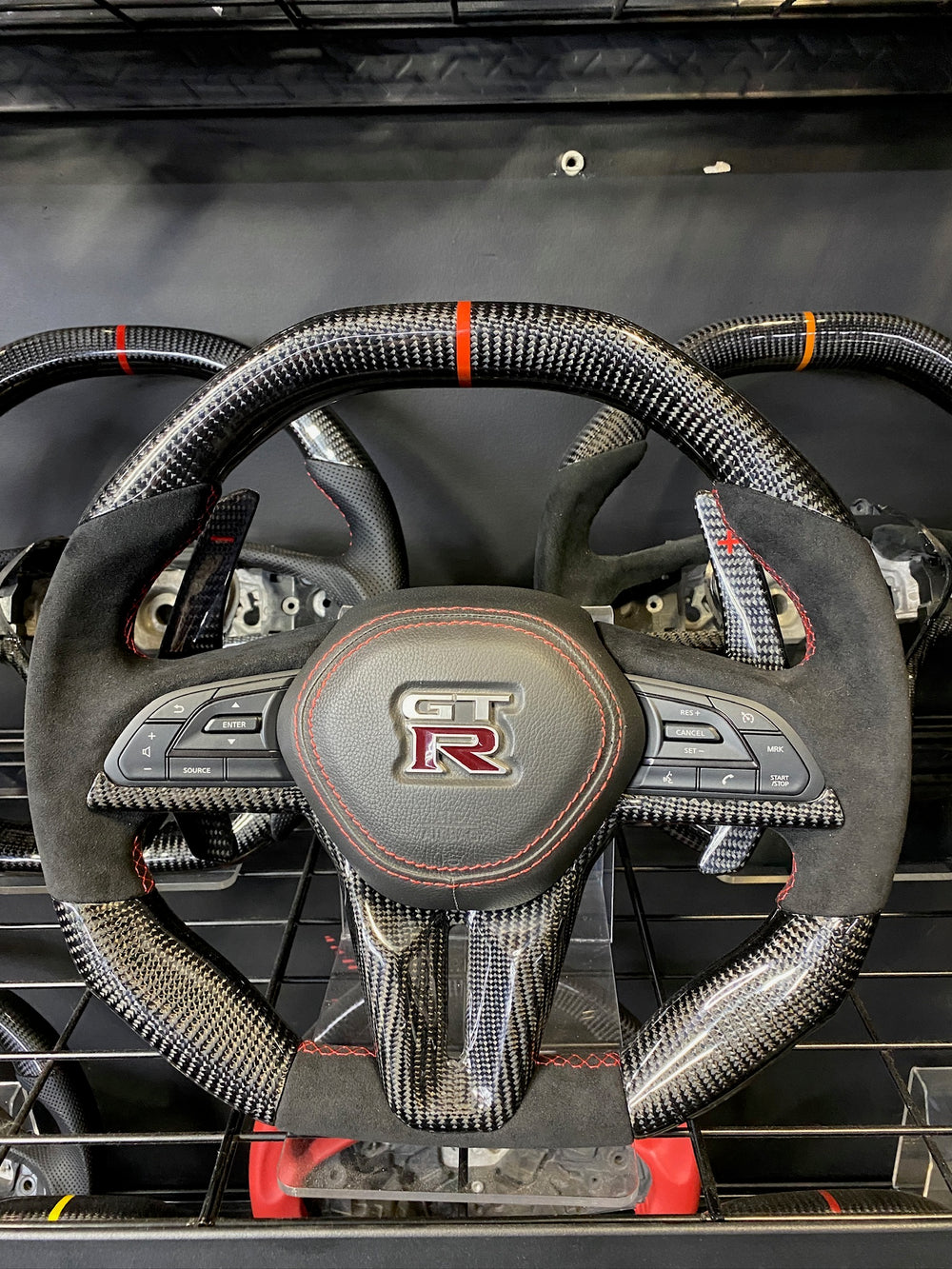 [Made to Order] Nissan GT-R (R35 EBA) - Sport - Gloss Carbon - Alcantara - Green Stitching - Green Stripe