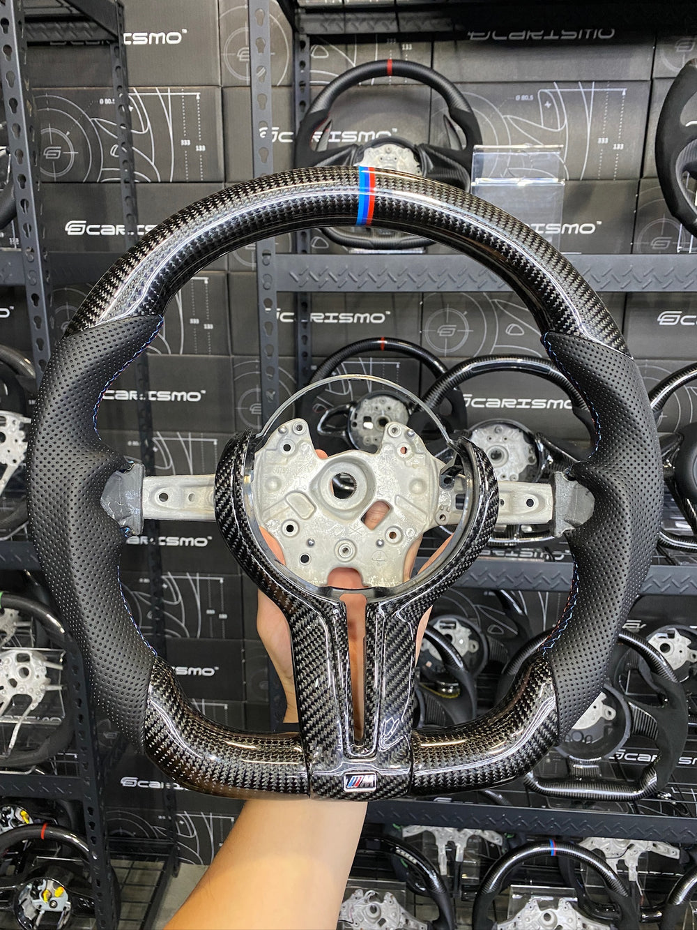 Carismo Steering Wheel For BMW F-Series (M Performance Wheels) - Sport - Gloss Carbon - Perforated Leather