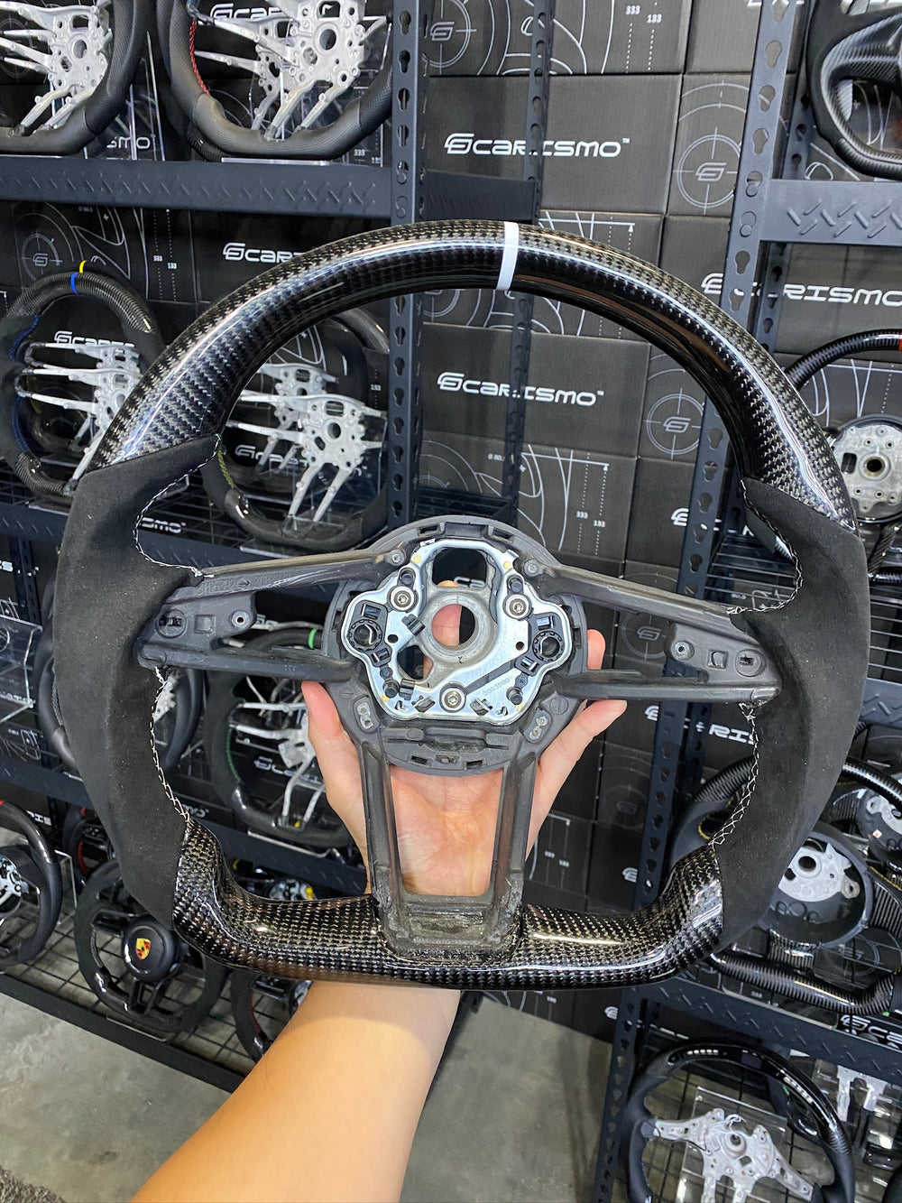 Carismo Steering Wheel For Audi R8 (Gen 2) - Sport - Gloss Carbon - Alcantara - White