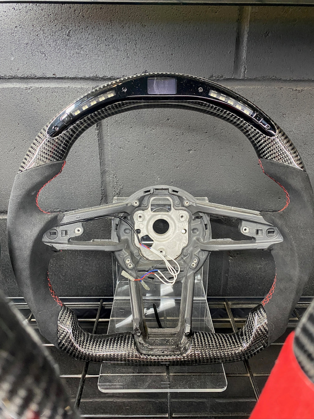 Carismo Steering Wheel For Audi R8 (Gen 2) - Classic RPM LED - Gloss Carbon - Alcantara - Red