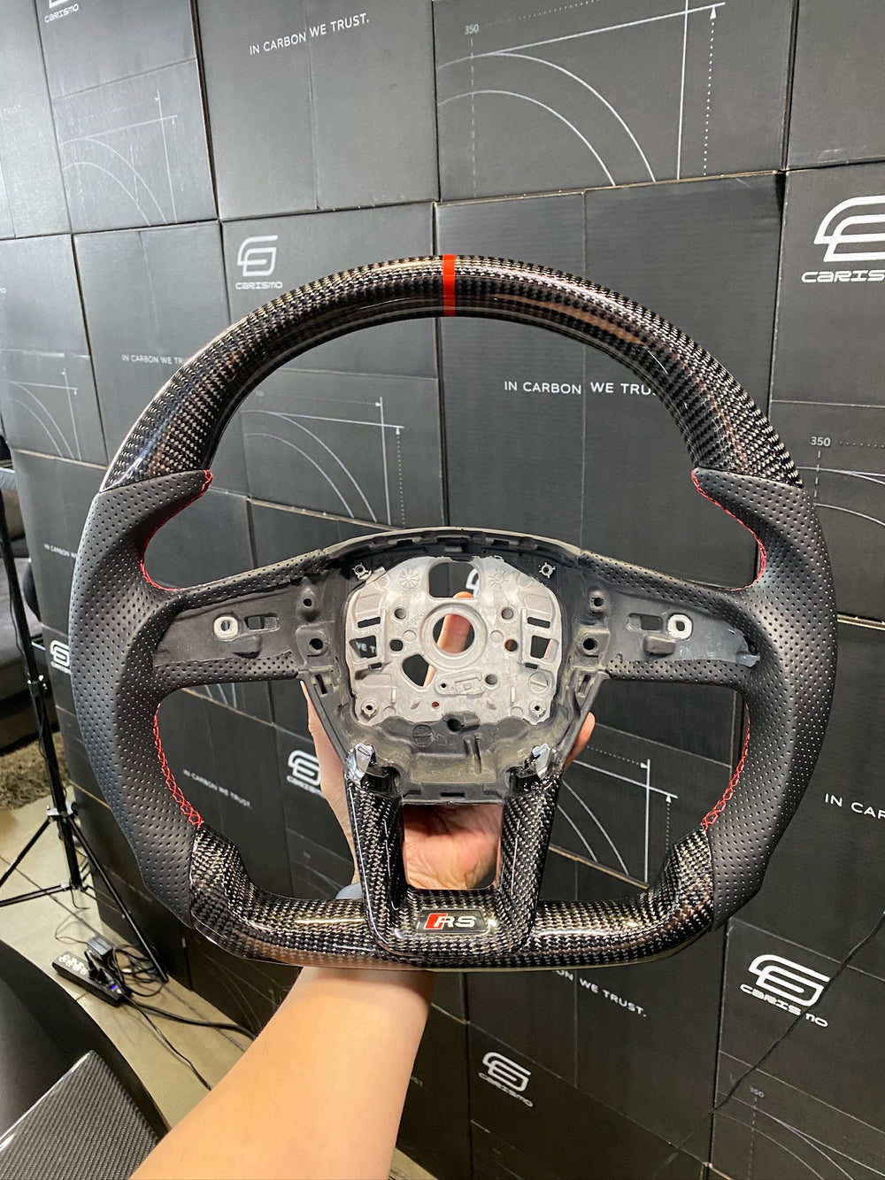 Carismo Steering Wheel For Audi (C8 Wheel) - Sport - Gloss Carbon - Perforated Leather