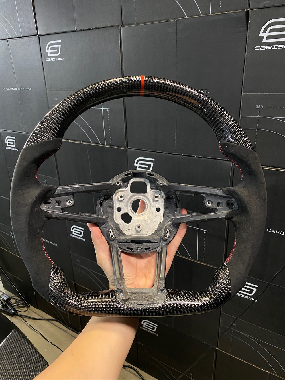 Carismo Steering Wheel For Audi R8 (Gen 2) - Sport - Gloss Carbon - Alcantara - Red