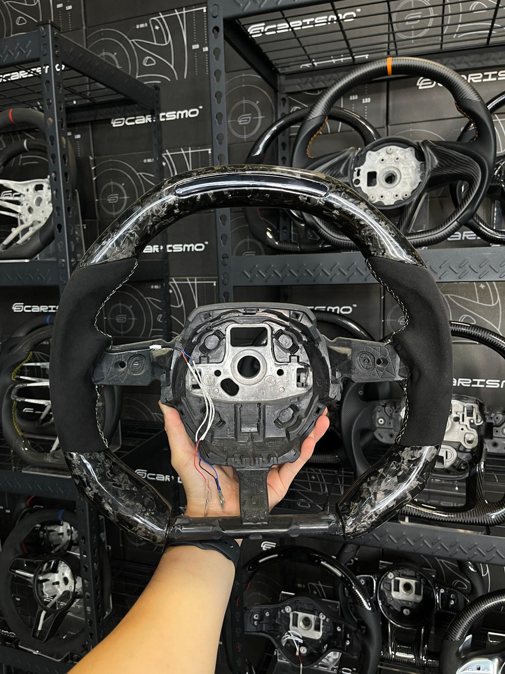 Carismo Steering Wheel For Lamborghini Huracan - Sequential RPM LED - Gloss Forged Carbon - Alcantara