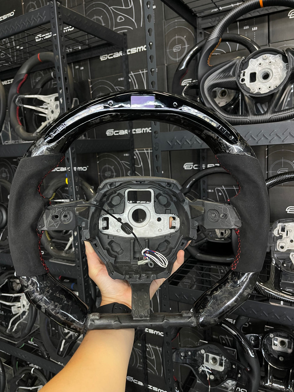 Carismo Steering Wheel For Lamborghini Huracan - Sequential RPM LED - Gloss Forged Carbon - Alcantara