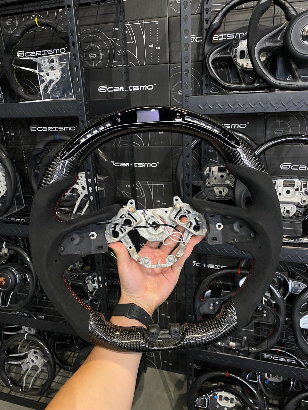 Carismo Steering Wheel For Nissan GT-R (R35 EBA) - Sequential RPM LED - Gloss Carbon - Alcantara