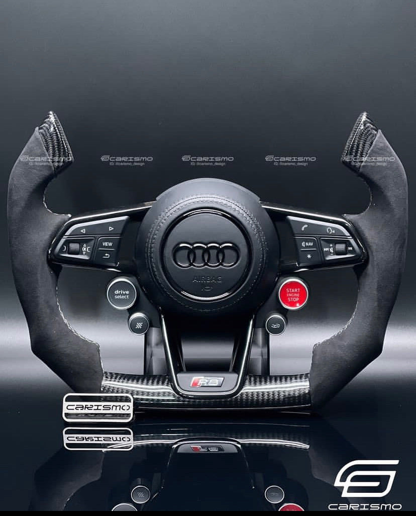 Carismo Steering Wheel For Audi R8 (Gen 2) - F1 Competition - Gloss Carbon - Alcantara - White