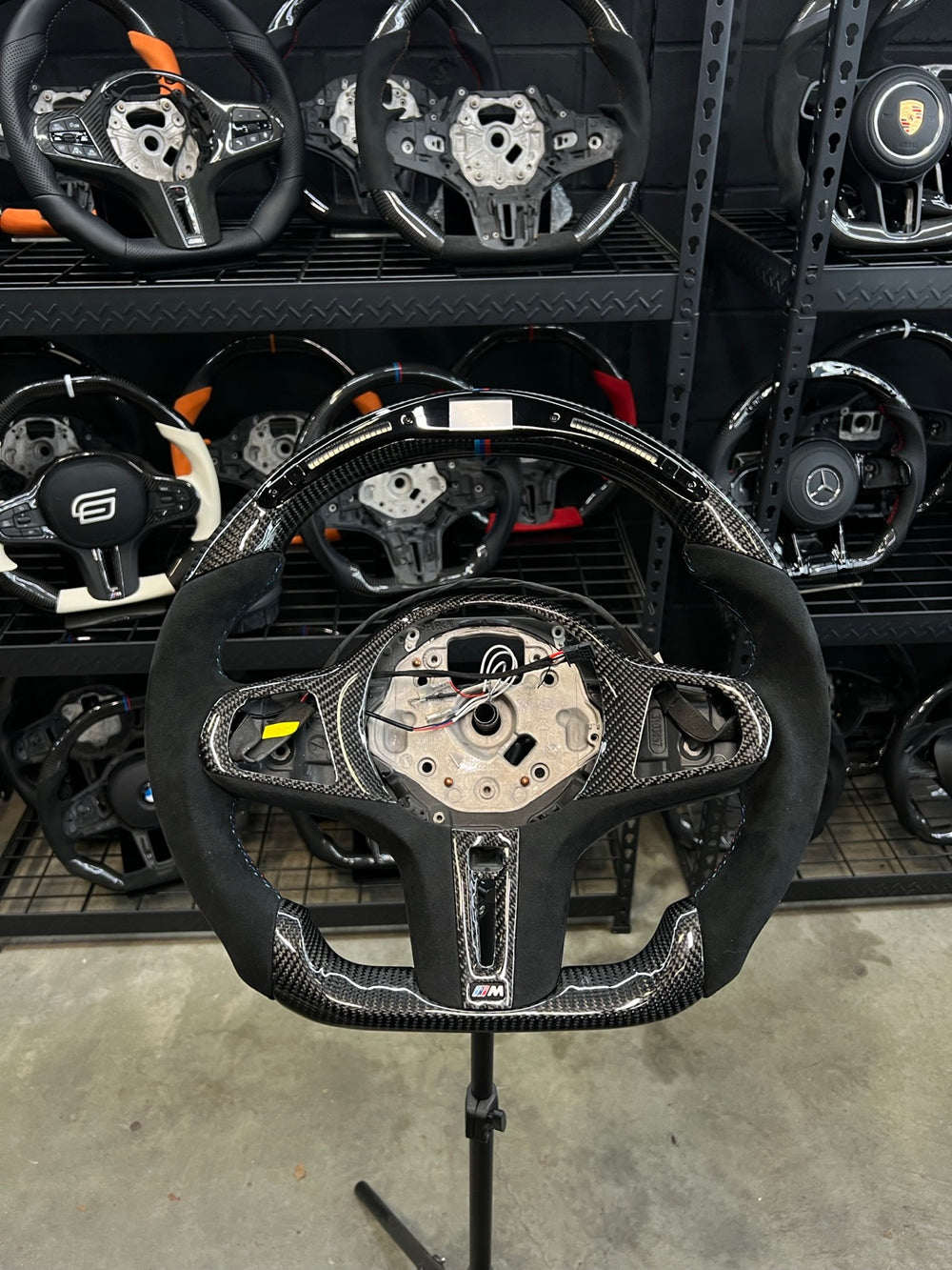 Carismo Steering Wheel For BMW G-Series (M Performance Wheel) - Classic RPM LED - Gloss Carbon - Alcantara - BMW M Colors