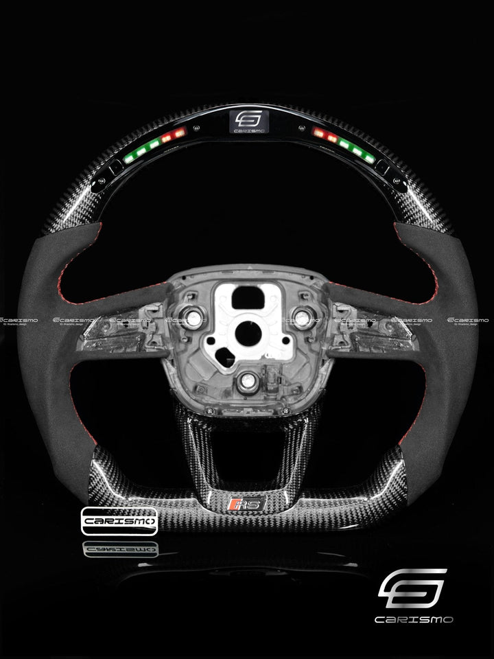 Carismo Steering Wheel For Audi (B9.5 Q Wheel) - Classic RPM LED - Gloss Carbon - Alcantara - Carismo