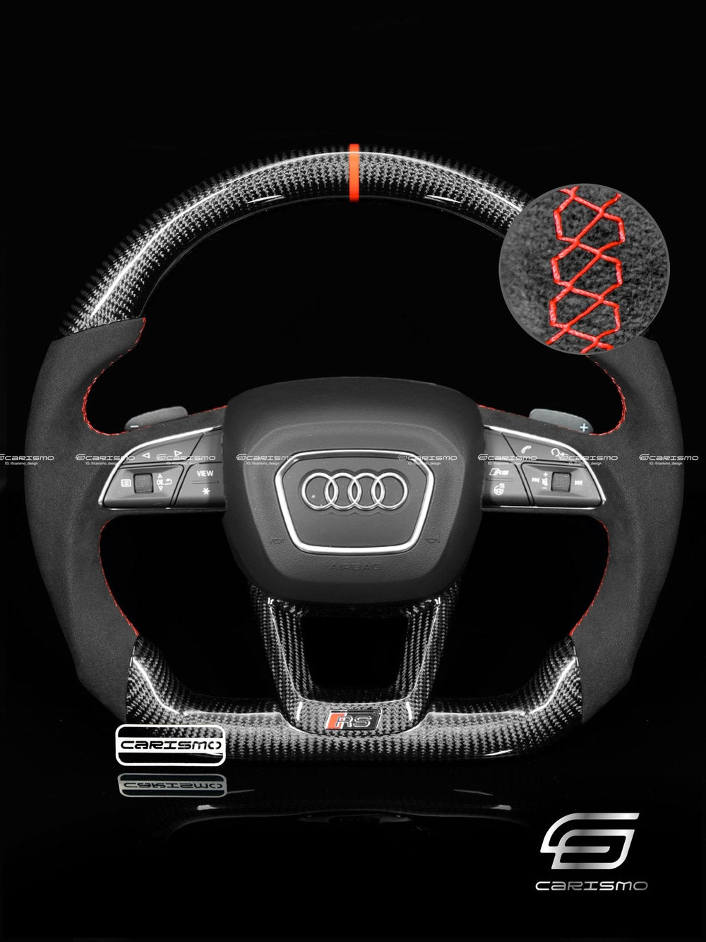 Carismo Steering Wheel For Audi (B9.5 Q Wheel) - Sport - Gloss Carbon - Alcantara - Red