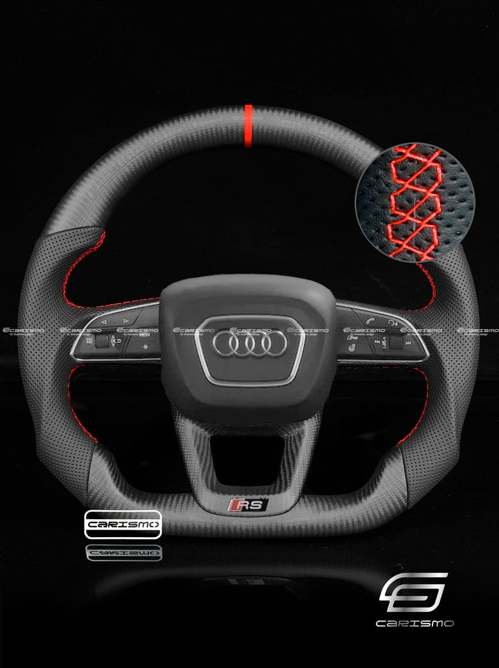 Carismo Steering Wheel For Audi (B9.5 Q Wheel) - Sport - Matte Carbon - Perforated Leather - Carismo