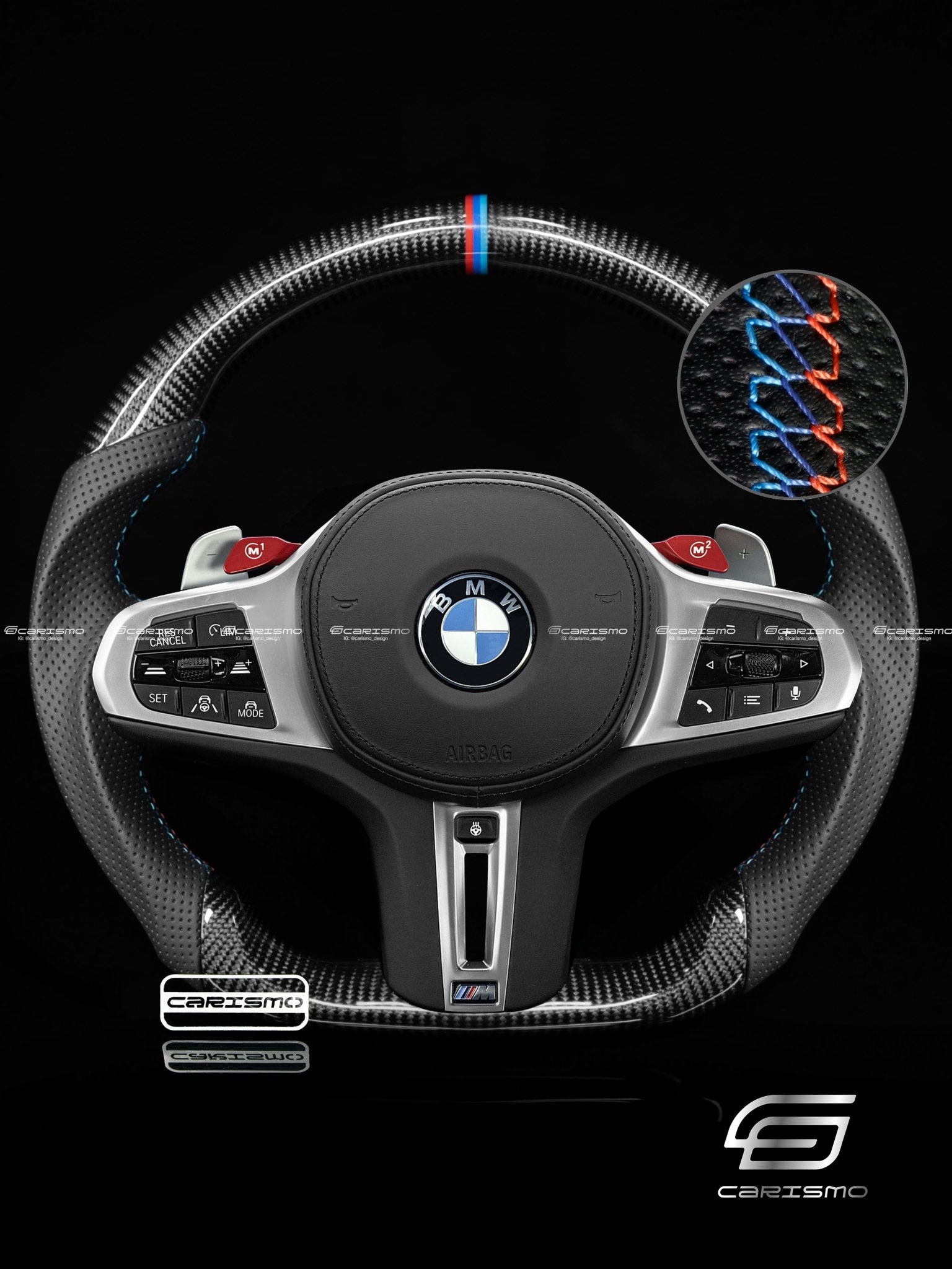Carismo Steering Wheel For BMW 3 Series (G20) / M3 (G80) - Sport - Gloss Carbon - Perforated Leather - Carismo
